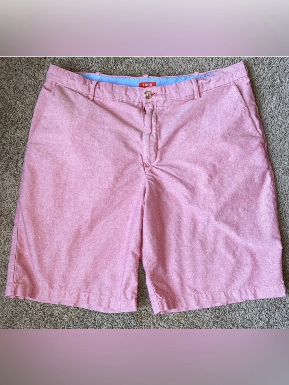 Izod Chino Golf Shorts Mens 38 Pink 10 Inch Inseam Preppy Cotton Beach Coastal